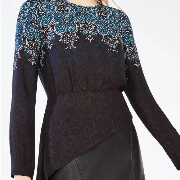BCBGMaxAzria Eugene Paisley Print Asymmetrical Blouse - Picture 4 of 6